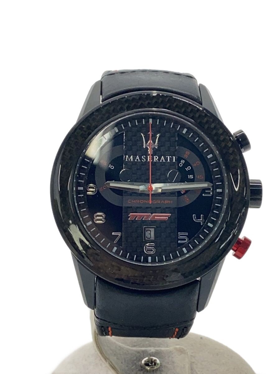 【中古】MASERATI◆マセラティ/クォーツ腕時計/アナログ/レザー/黒/ブラック/r8871610004【服飾雑貨他】