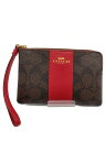 【中古】COACH◆ポーチ_シグネチャー/PVC/BRW【バッグ】