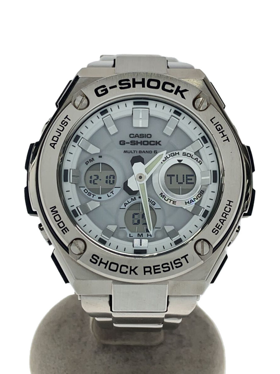 【中古】CASIO◆ソーラー腕時計/デジアナ/ステンレス/SLV/SLV/GST-W100D【服飾雑貨他】