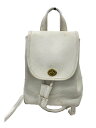 【中古】COACH◆リュック_ブラック/レザー/WHT【バッグ】
