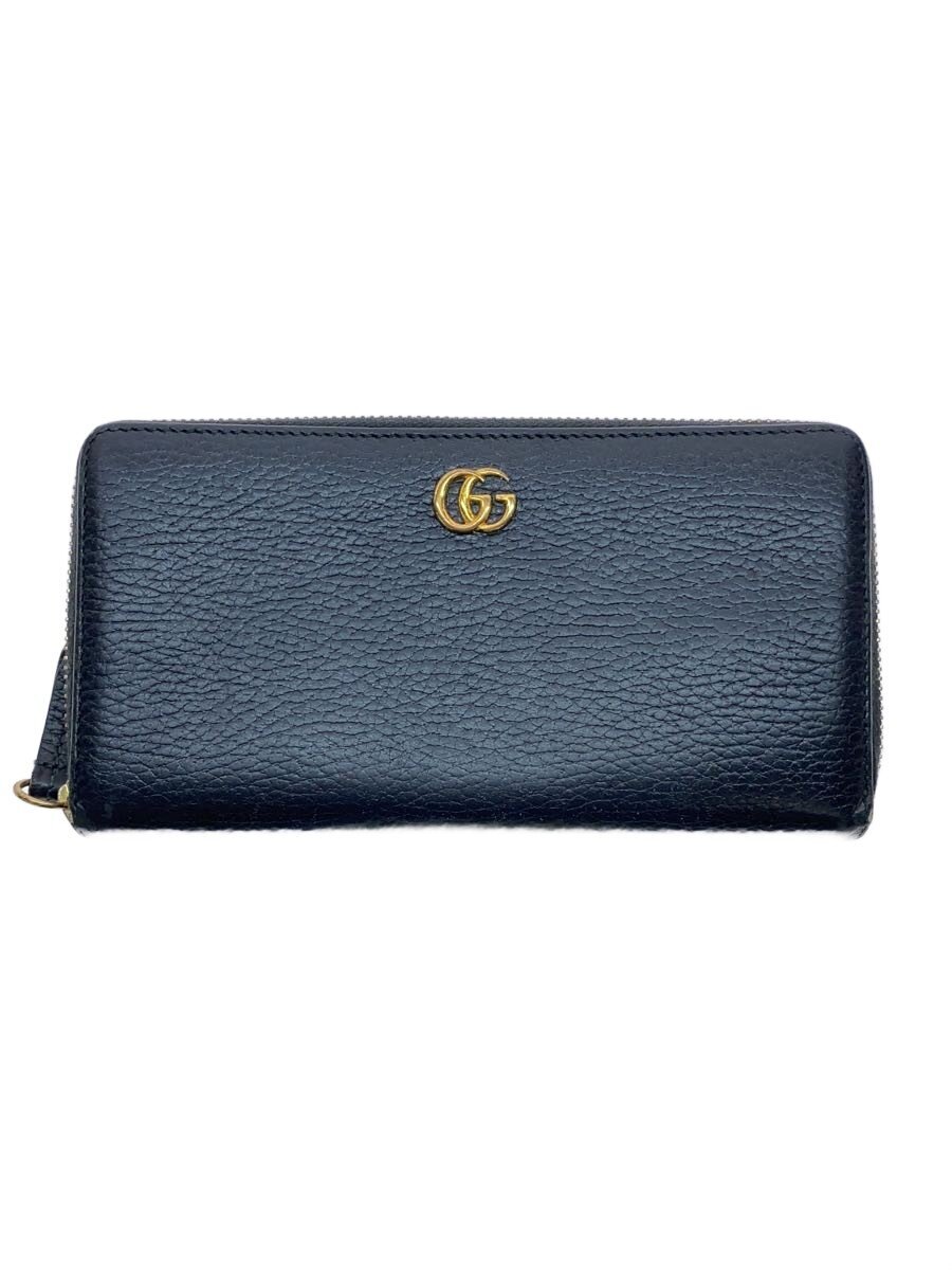 Clothing Accessories (Caps, Ties, Belts) - 【中古】GUCCI◆ジップアラウンドウォレット_GGマーモント/レザー/BLK/レディース【服飾雑貨他】