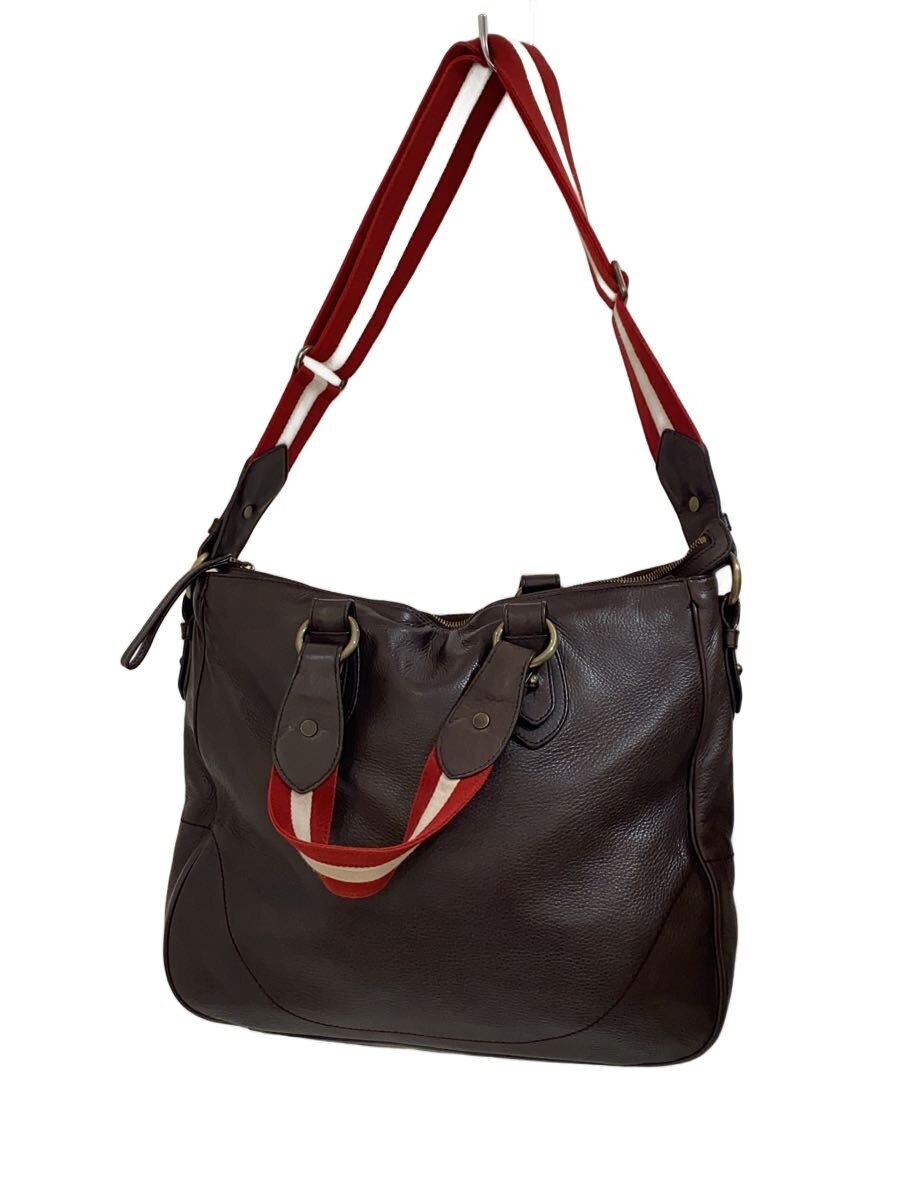 【中古】BALLY◆ボストンバッグ/レザー/BRW/無地【バッグ】