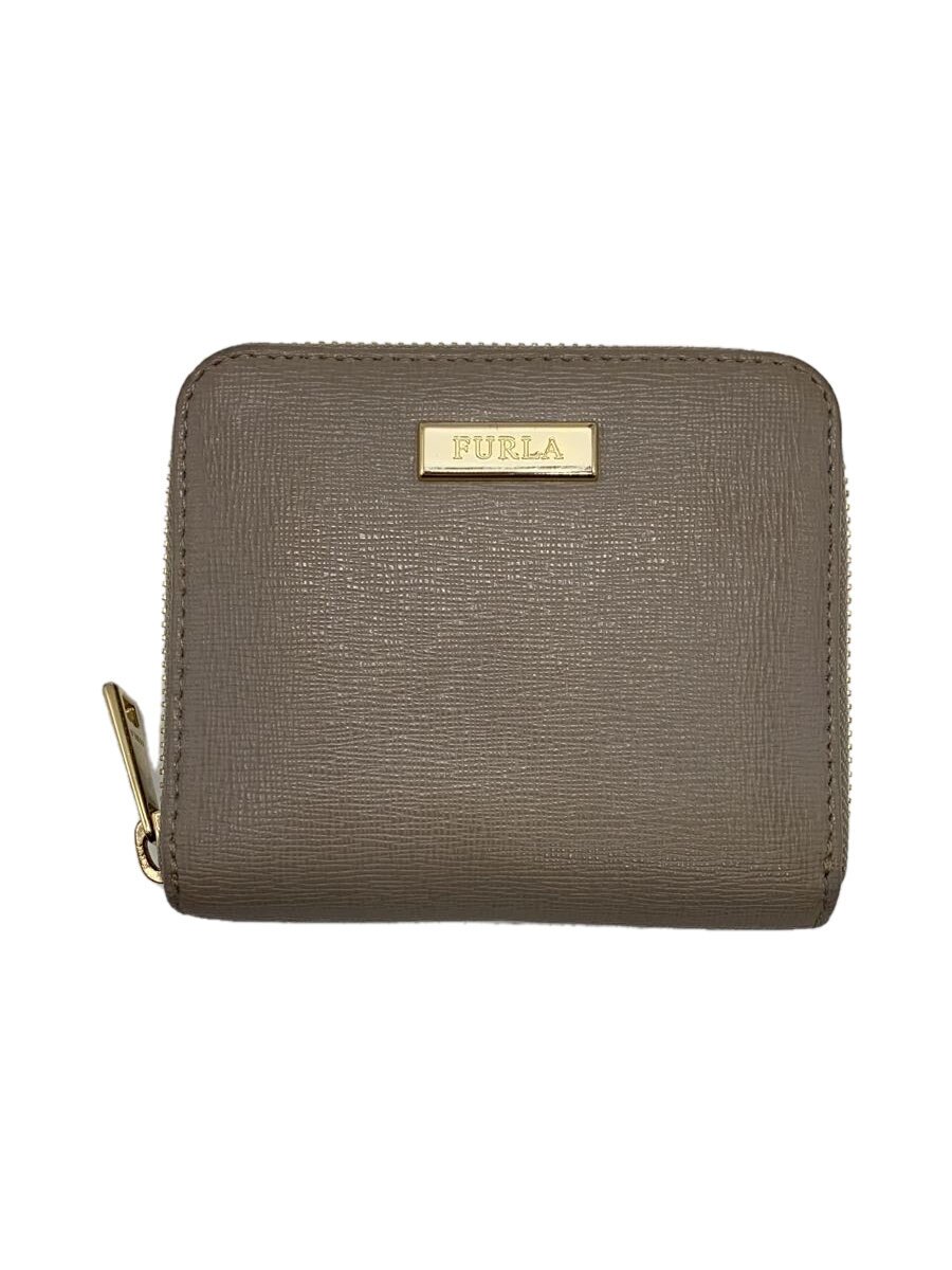 【中古】FURLA◆財布/レザー/BEG/無地/