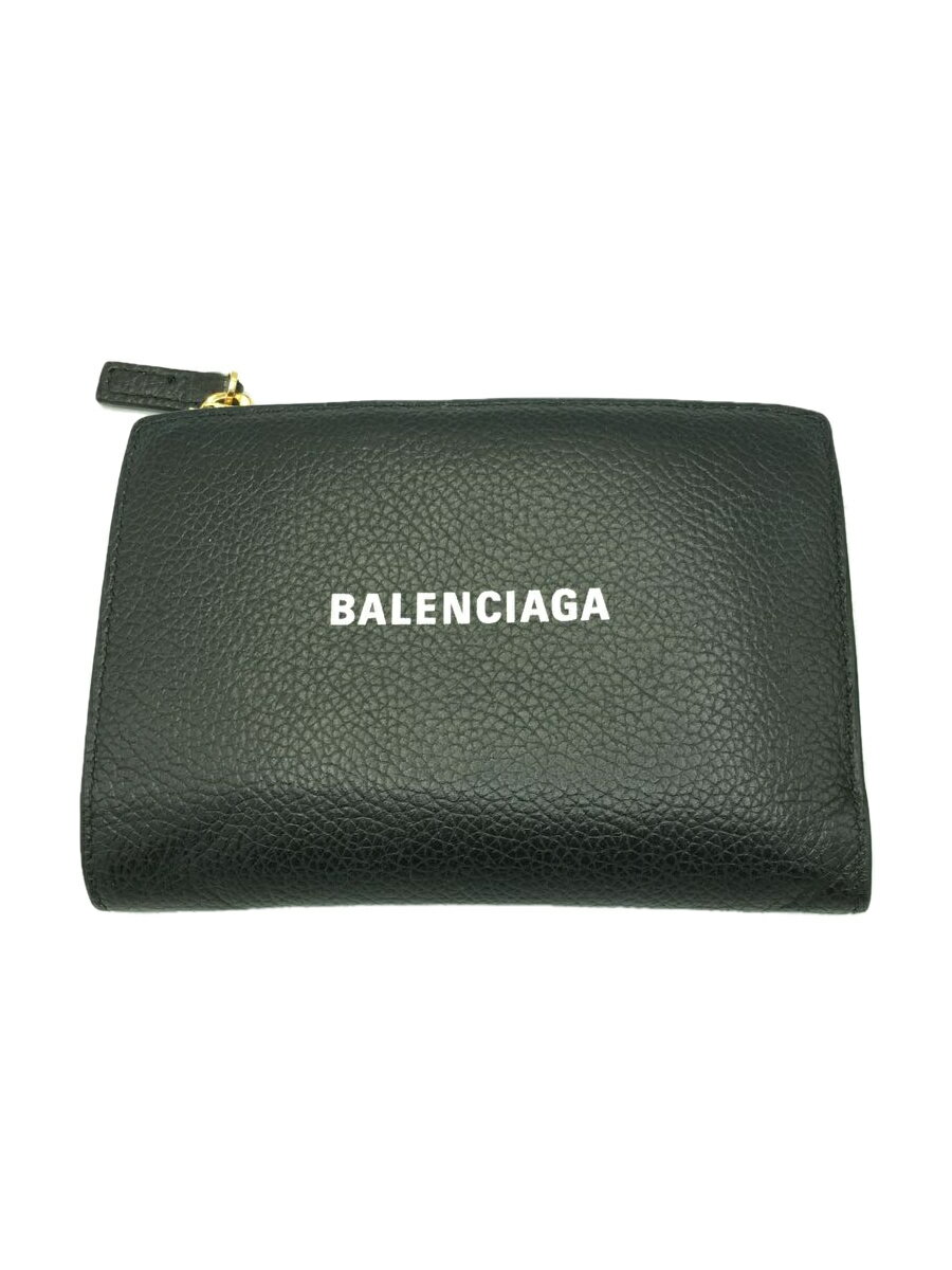 【中古】BALENCIAGA◆2つ折り財布/レザー/BLK/メンズ/694166【服飾雑貨他】