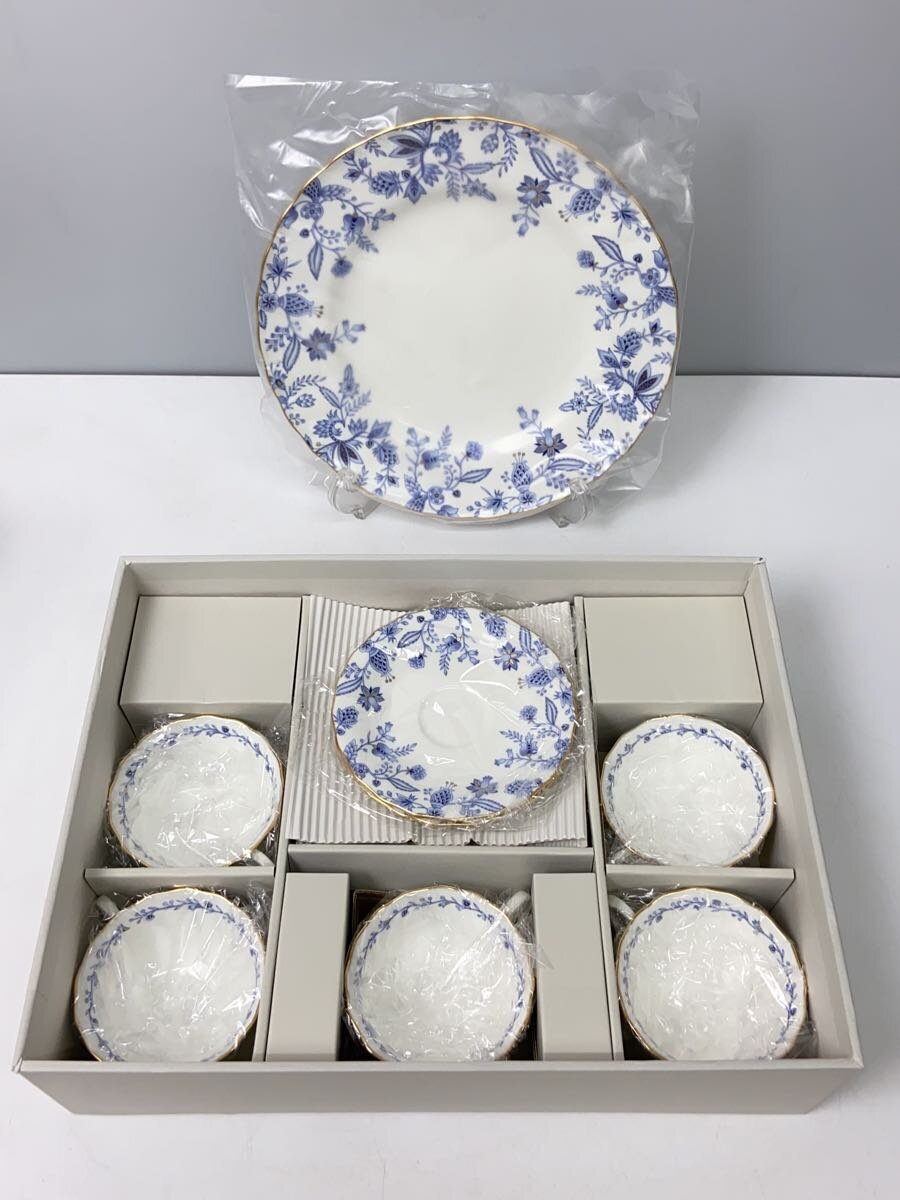 【中古】Noritake◆洋食器その他/カップ＆ソーサー5点セット/BLU/ノリタケ/プルー/花柄/27cmプレート【キッチン用品】