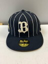 【中古】NEW ERA◆キャップ/7/コットン/NVY/ストライプ/メンズ【服飾雑貨他】