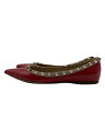 【中古】VALENTINO◆フラットパンプス/35.5/RED【シューズ】