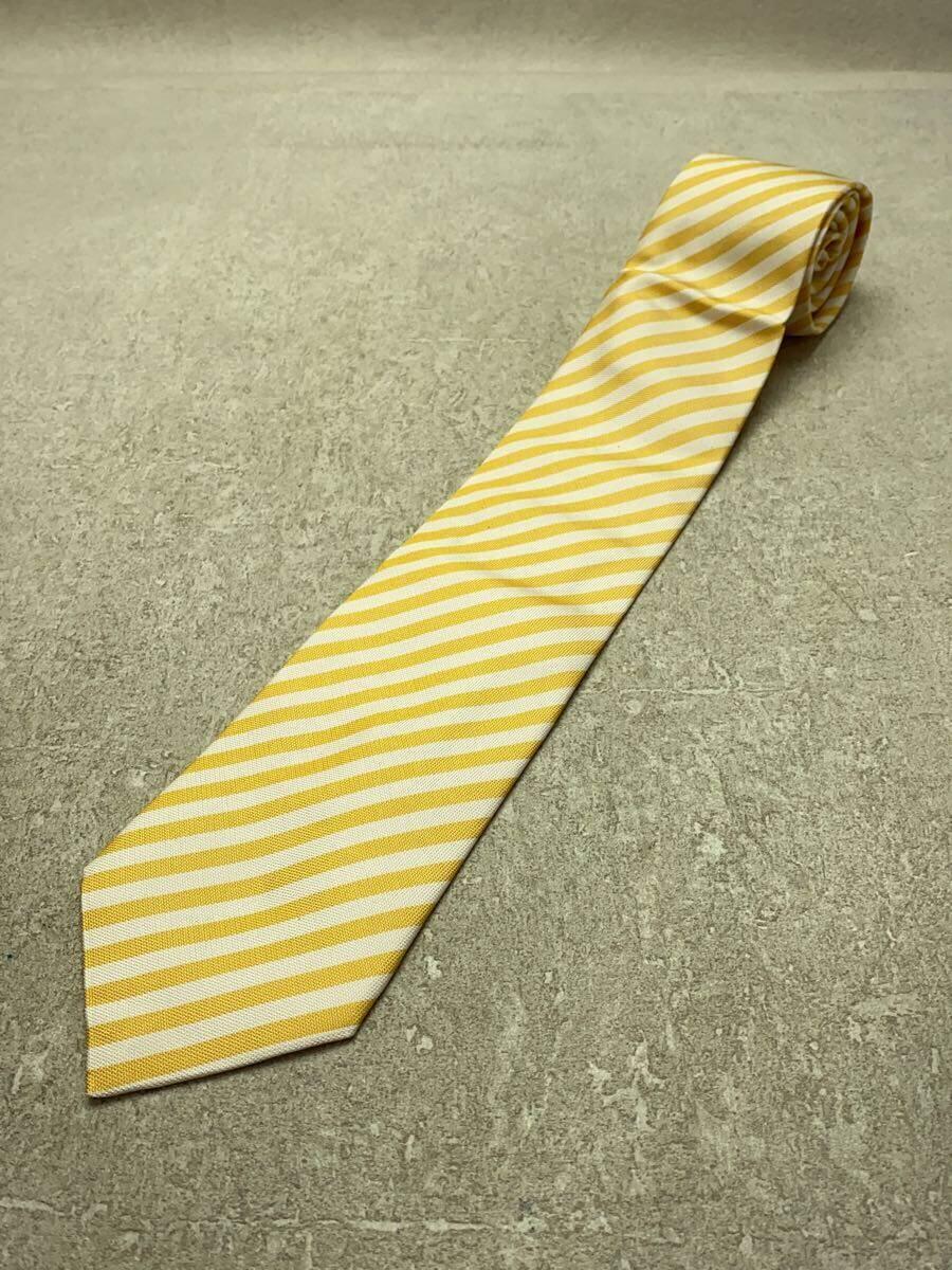 【中古】dunhill◆ネクタイ/シルク/YLW/ボーダー/メンズ【服飾雑貨他】