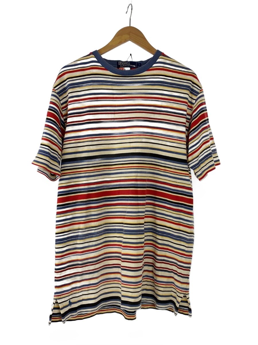 【中古】POLO RALPH LAUREN◆Tシャツ/L/コットン/マルチカラー/ボーダー【メンズウェア】