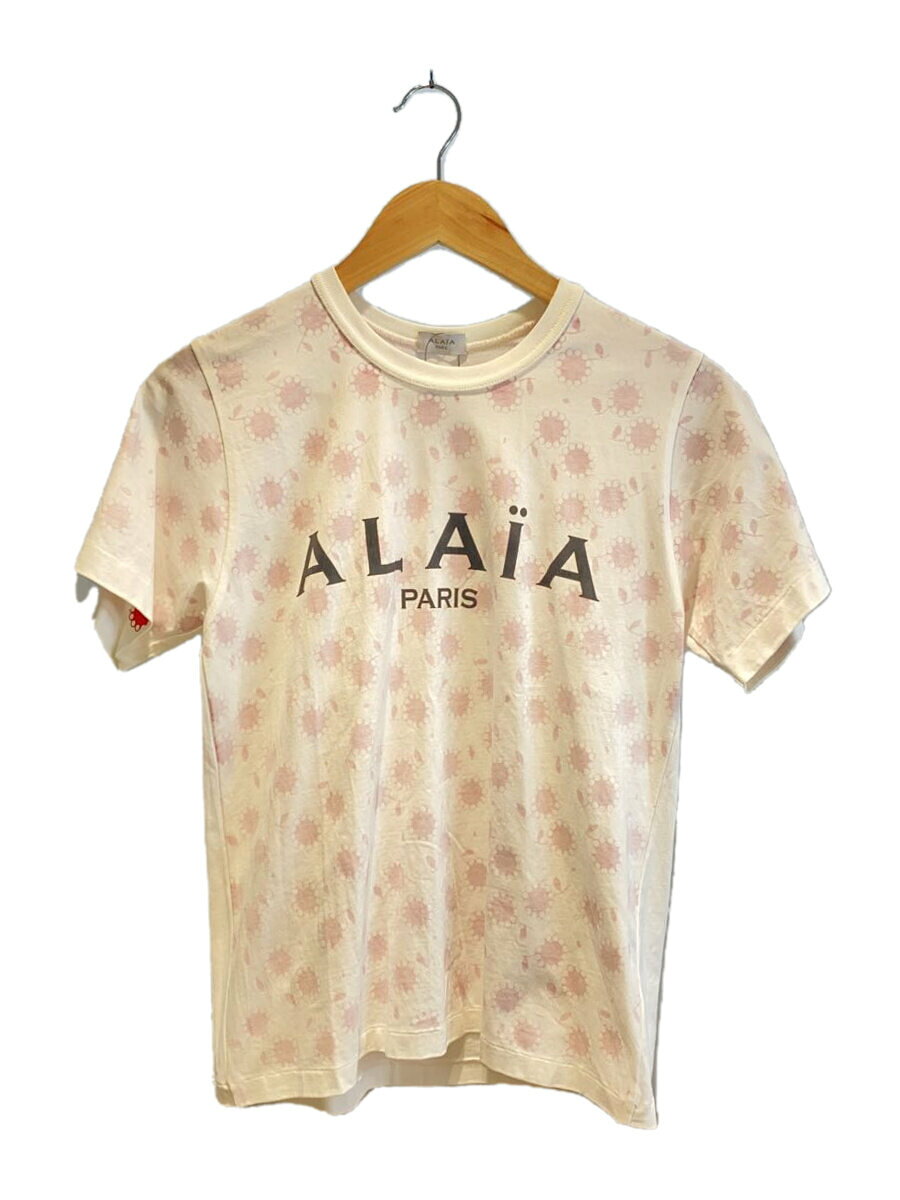 【中古】ALAIA◆Tシャツ/M/コットン/WHT/総柄//【レディースウェア】