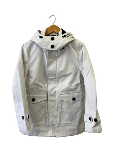 【中古】BURBERRY BLACK LABEL◆フーディコート/M/コットン/WHT/ホワイト/シロ/無地/D1F52-152-02【メンズウェア】
