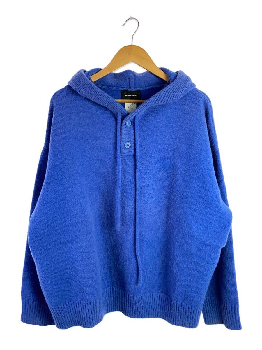 【中古】MASONPRINCE◆ニット・セーター(厚手)/1/コットン/BLU/無地【メンズウェア】