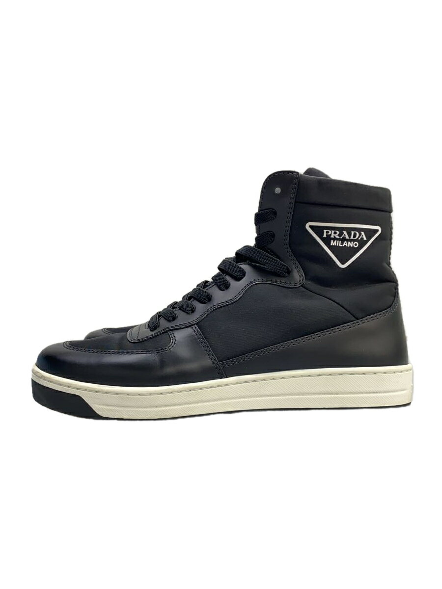 【中古】PRADA◆ハイカットスニーカー/37.5/BLK/ナイロン/638【シューズ】