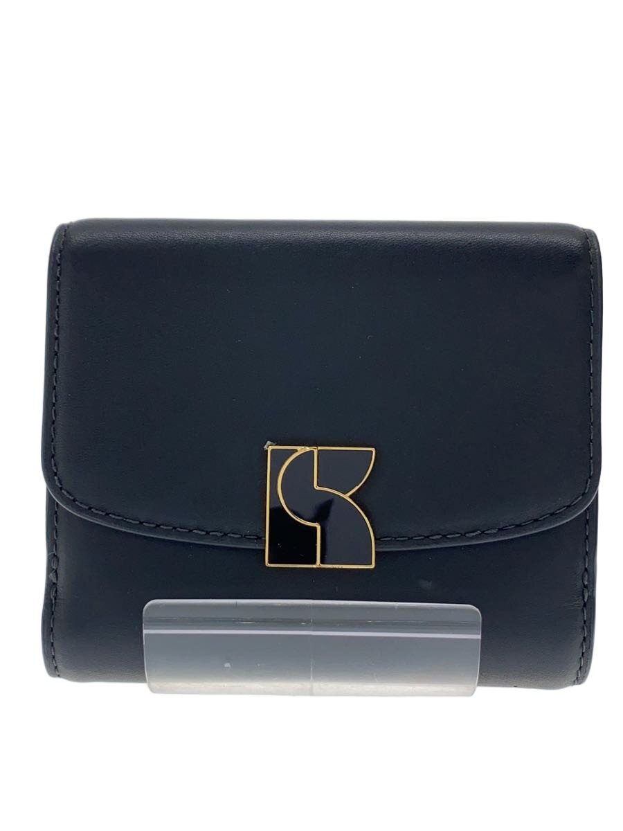 【中古】kate spade new york◆3つ折り財布/フェイクレザー/BLK【服飾雑貨他】