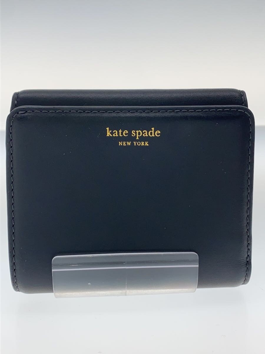 【中古】kate spade new york◆3つ折り財布/フェイクレザー/BLK【服飾雑貨他】