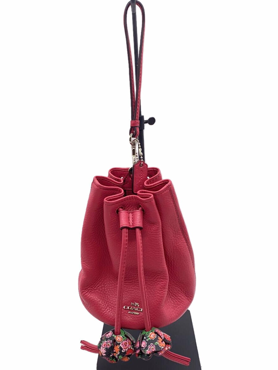 【中古】COACH◆ペタル リストレット/巾着バッグ/ポーチ/レザー/PNK/F56581//【バッグ】