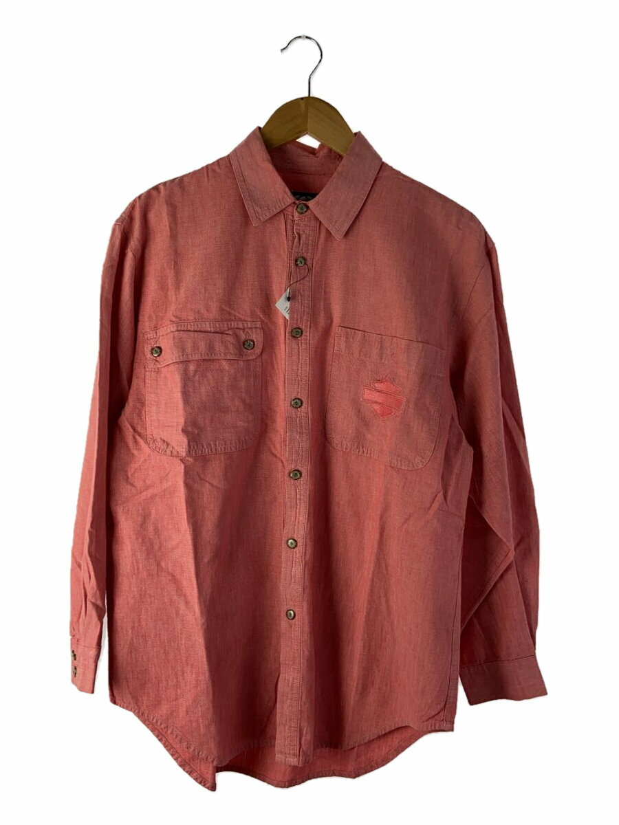 【中古】HARLEY DAVIDSON◆長袖シャツ/L/コットン/PNK/無地【メンズウェア】