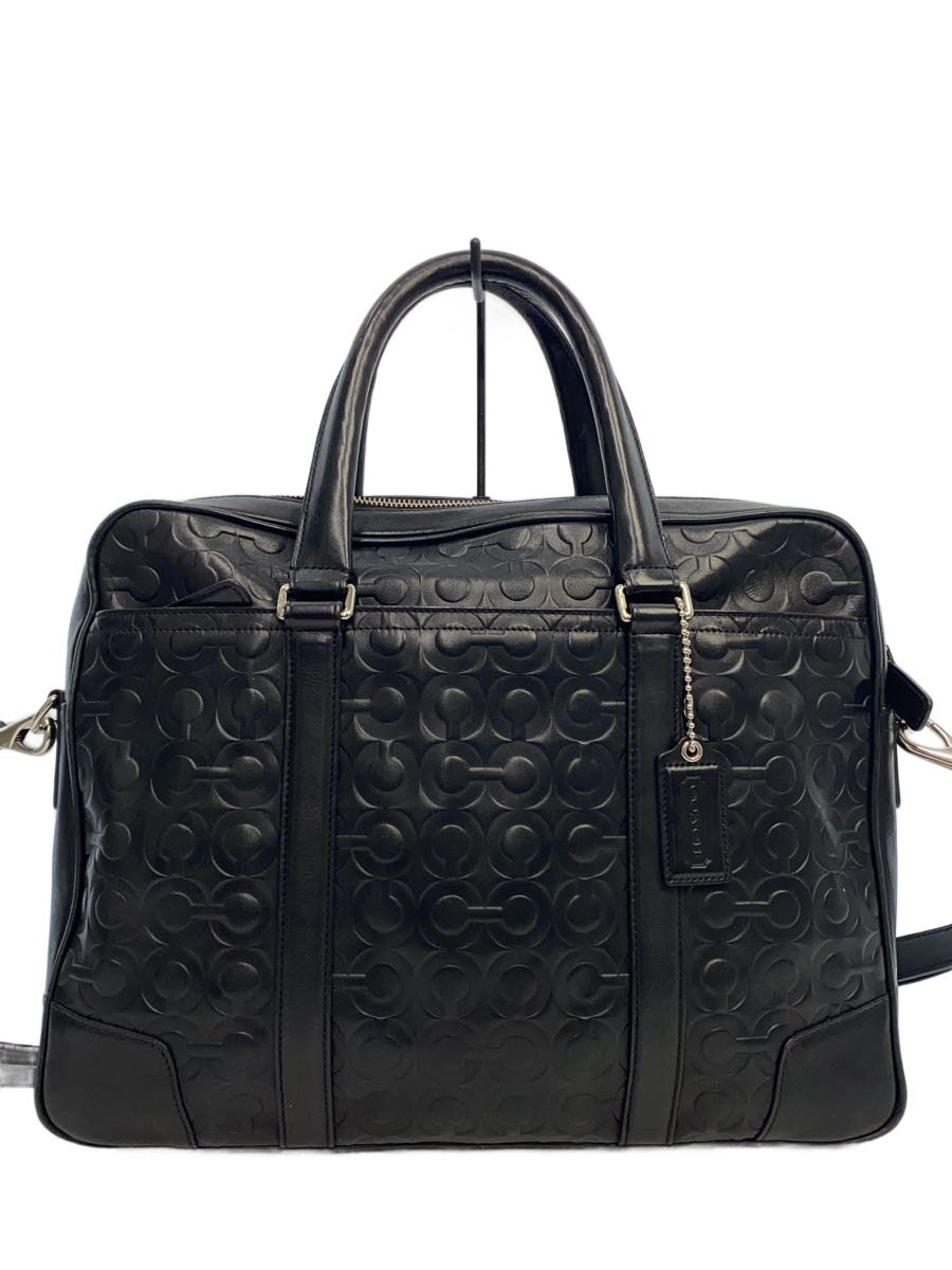 Attache Case - 【中古】COACH◆ブリーフケース_オプアート_ブリーカー/レザー/ブラック/コーチ【バッグ】