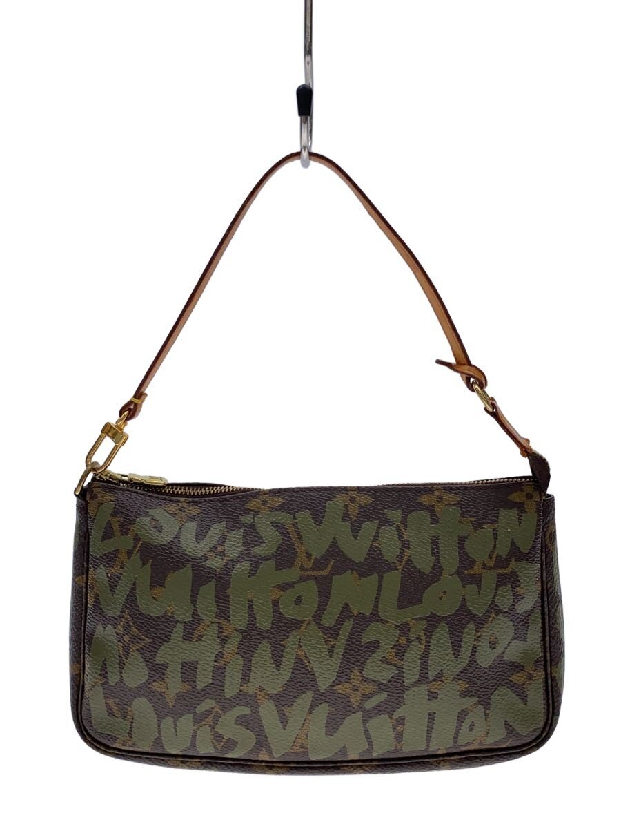 【中古】LOUIS VUITTON◆ポシェット アクセソワール_モノグラム グラフィティ_カーキ/PVC/BRW【バッグ】