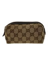 【中古】GUCCI◆ポーチ_GGキャンバス/キャンバス/BRW【バッグ】