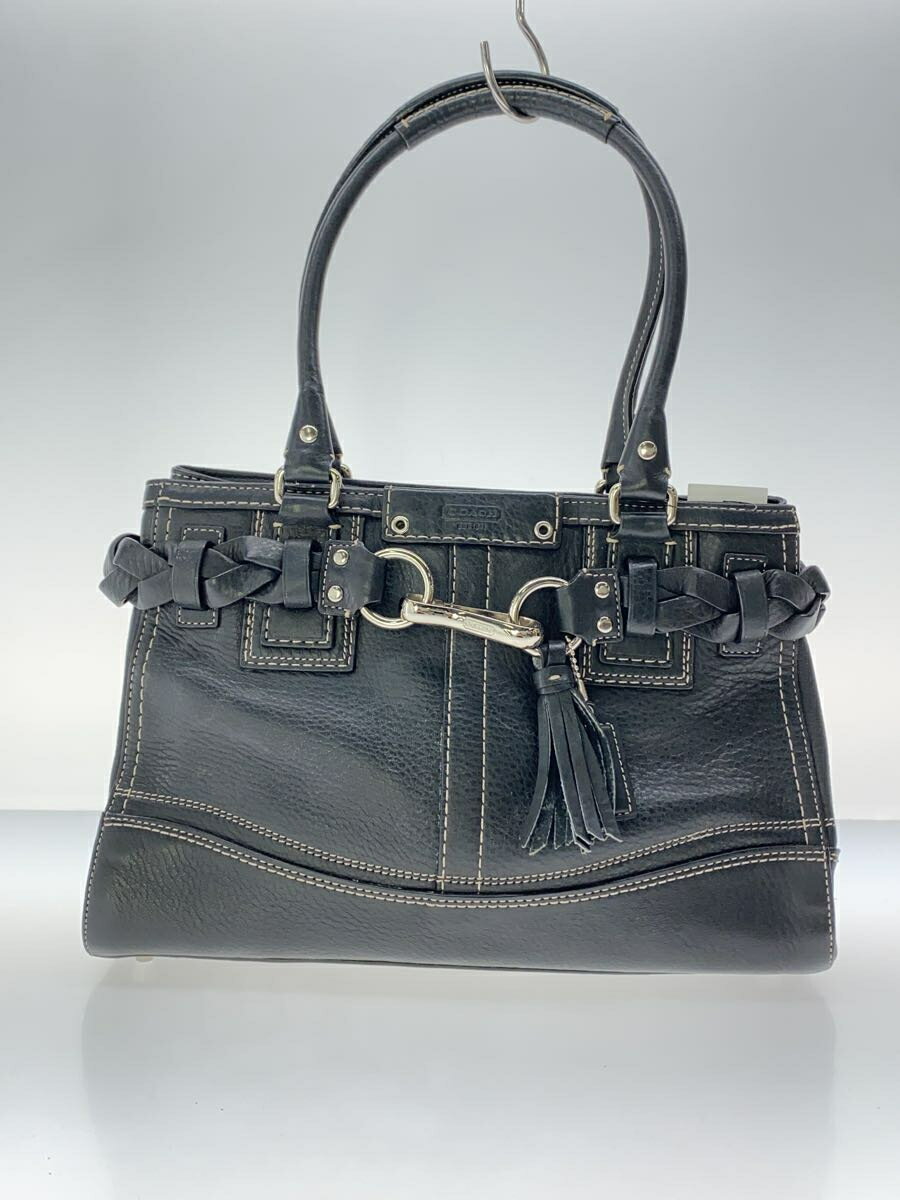 【中古】COACH◆ハンドバッグ/レザー/BLK/無地/F13084【バッグ】