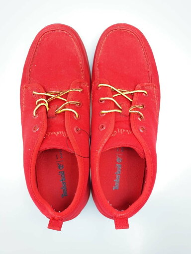 【中古】Timberland◆ティンバーランド/4648/ローカットスニーカー/25.5cm/レッド/キャンバス【シューズ】