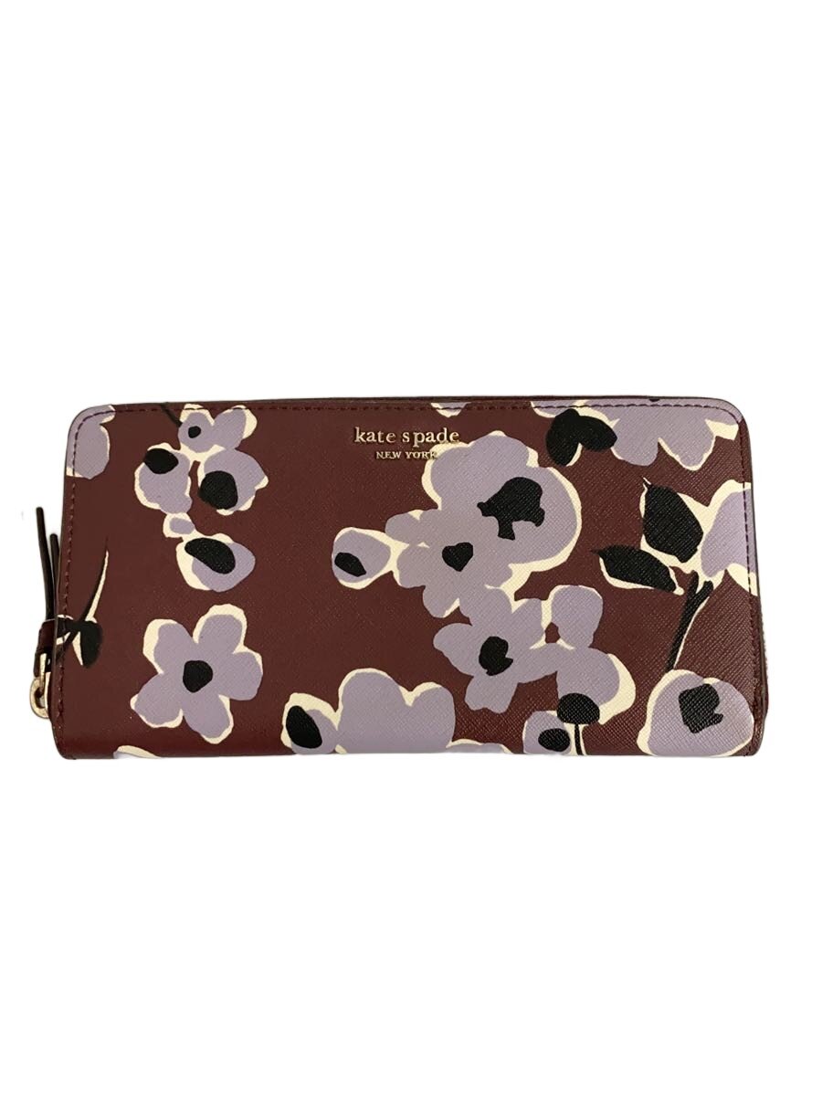 【中古】kate spade new york◆長財布/サフィアーノレザー/BRW/花柄/レディース/WLR...