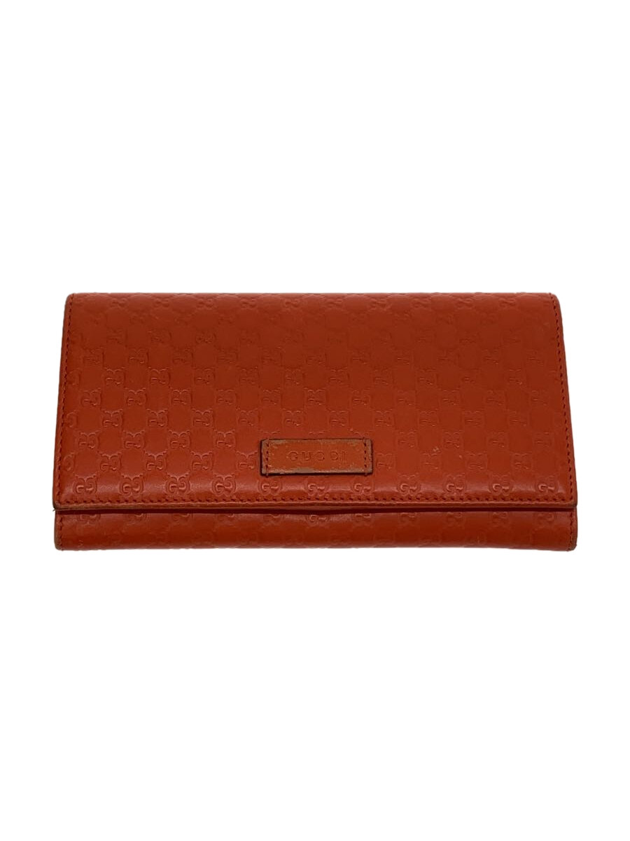【中古】GUCCI◆長サイフ_マイクログッチシマ/レザー/ORN/レディース【服飾雑貨他】
