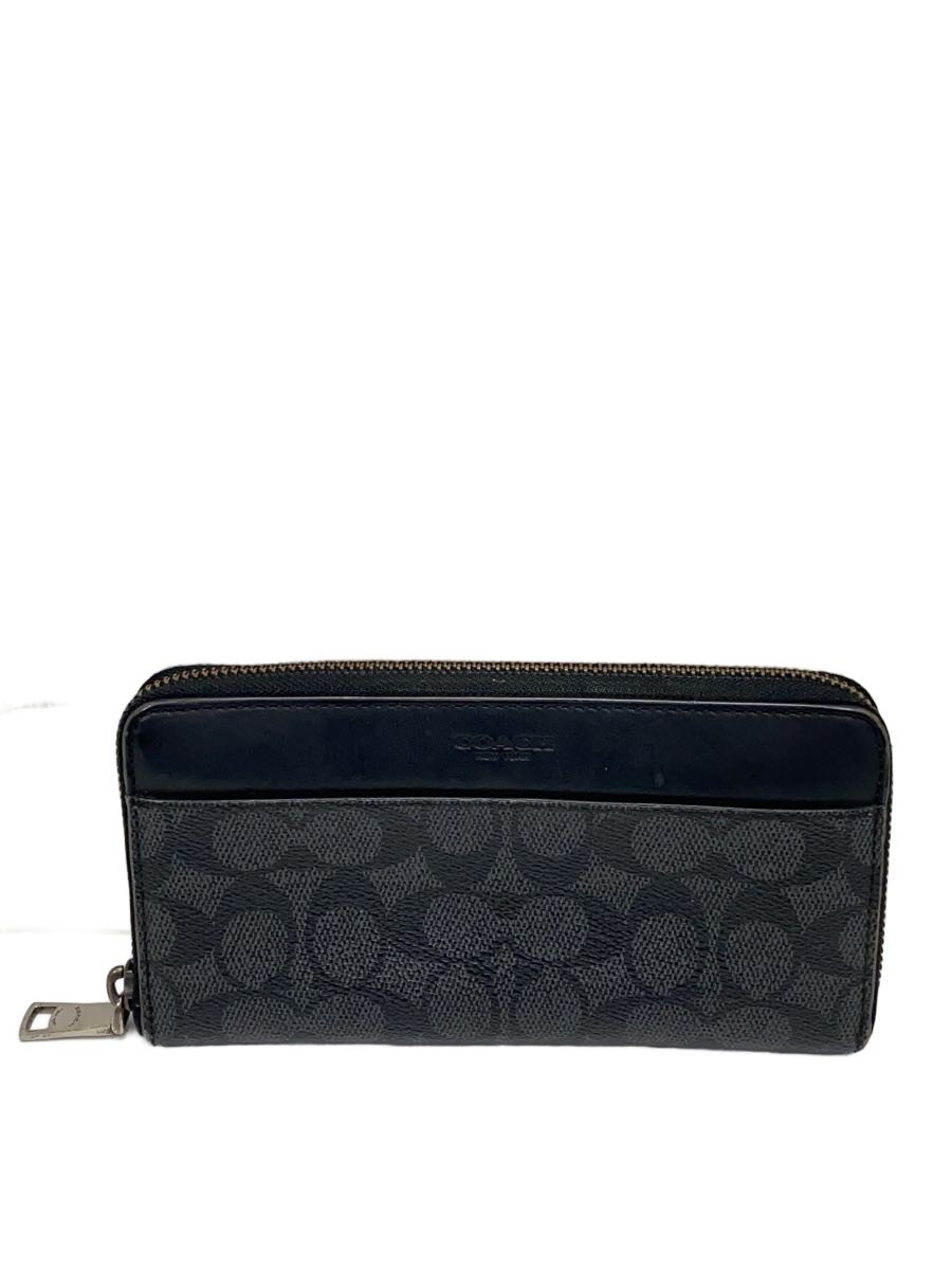 【中古】COACH◆長財布/PVC/BLK/モノグラム/メンズ【服飾雑貨他】