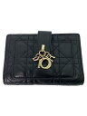 【中古】Christian Dior◆2つ折り財布/羊革/BLK/レディース/S6022ONMJ_M413/カナージュラムスキン【服飾雑貨他】