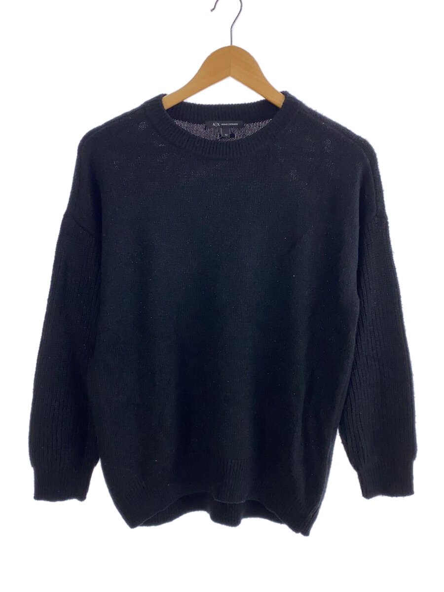 【中古】ARMANI EXCHANGE◆24SS/メタリックニットプルオーバー/XS/レーヨン/BLK/XW000044 AF10353【レディースウェア】