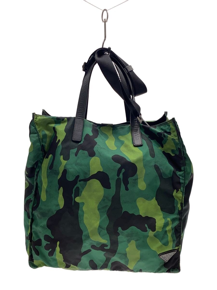 【中古】PRADA◆トートバッグ[仕入]/ナイロン/GRN/カモフラ/VA905N【バッグ】