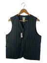 【中古】POST OVERALLS◆ベスト/M/コットン/GRY/ストライプ【メンズウェア】