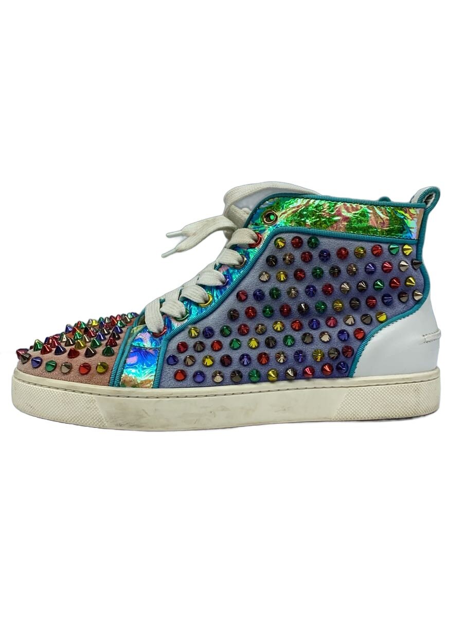 【中古】Christian Louboutin◆メタリックズタッズ/カラー切替/素材切替/ハイカットスニーカー/37/約24CM/マルチカラー//【シューズ】