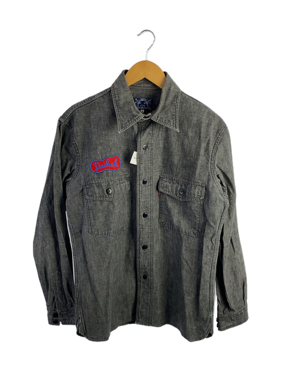 【中古】EVISU◆長袖シャツ/38/コットン/GRY/無地【メンズウェア】
