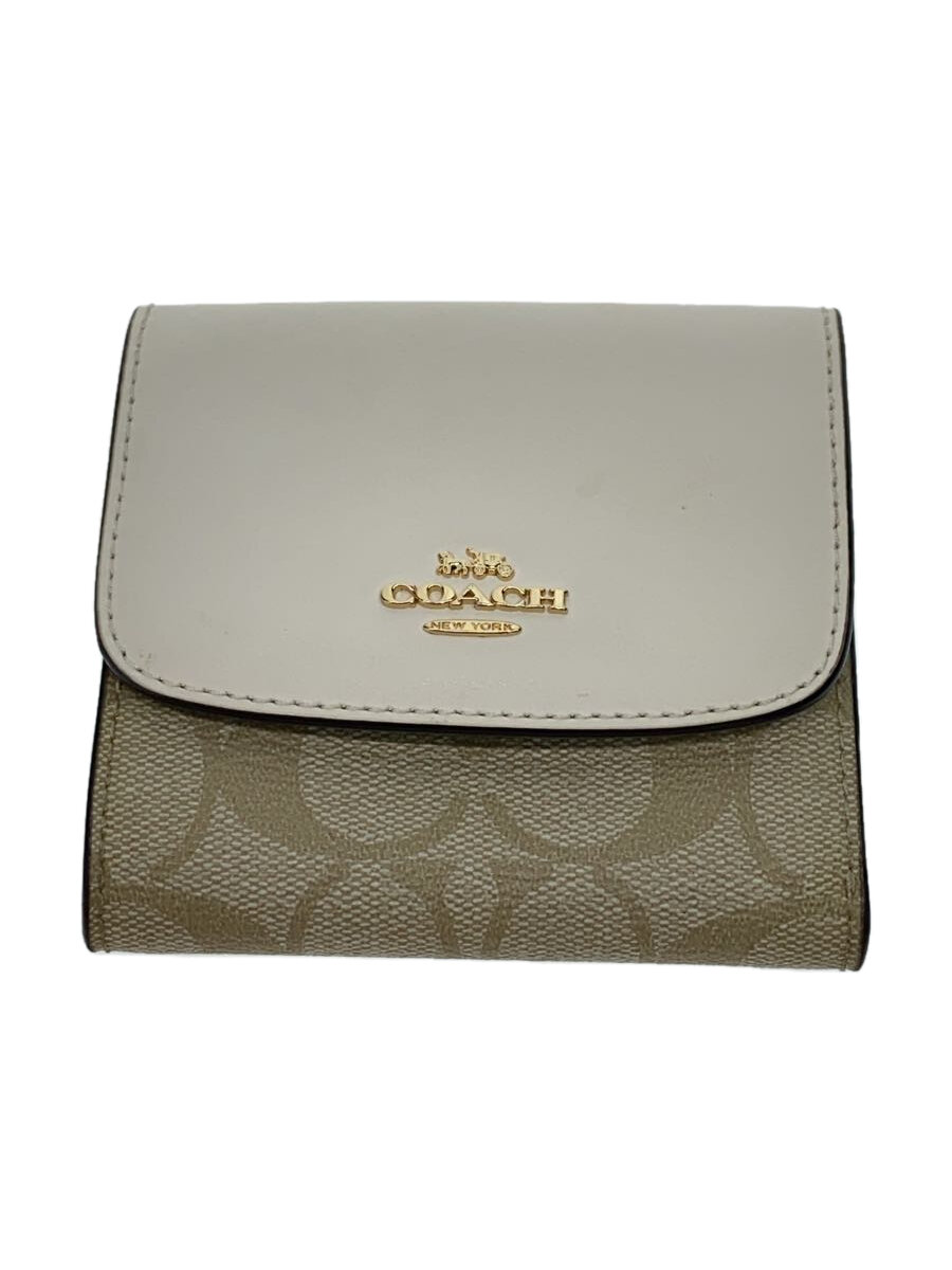 【中古】COACH◆3つ折り財布/レザー/WHT/総柄/レディース//【服飾雑貨他】