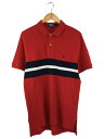 【中古】POLO RALPH LAUREN◆ポロシャツ/M/コットン/RED/ボーダー【メンズウェア】