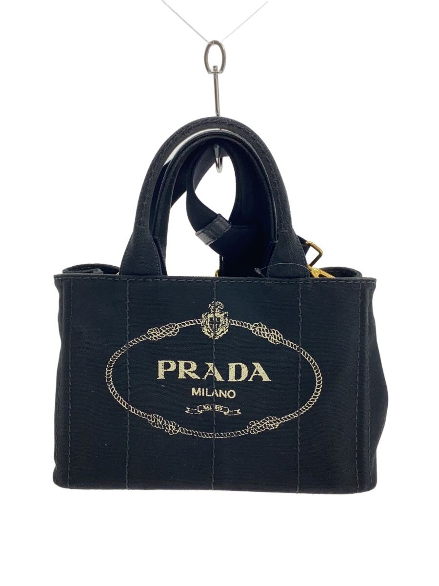 【中古】PRADA◆トートバッグ/キャンバス/BLK【バッグ】
