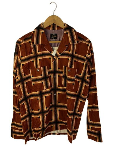 【中古】Needles◆長袖シャツ/S/レーヨン/BRW/チェック/LQ153【メンズウェア】