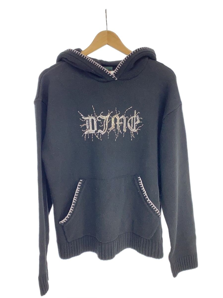 【中古】Dime◆HARDCORE WOOL HOODIE/ニット・セーター(厚手)/L/ナイロン/BLK【メンズウェア】