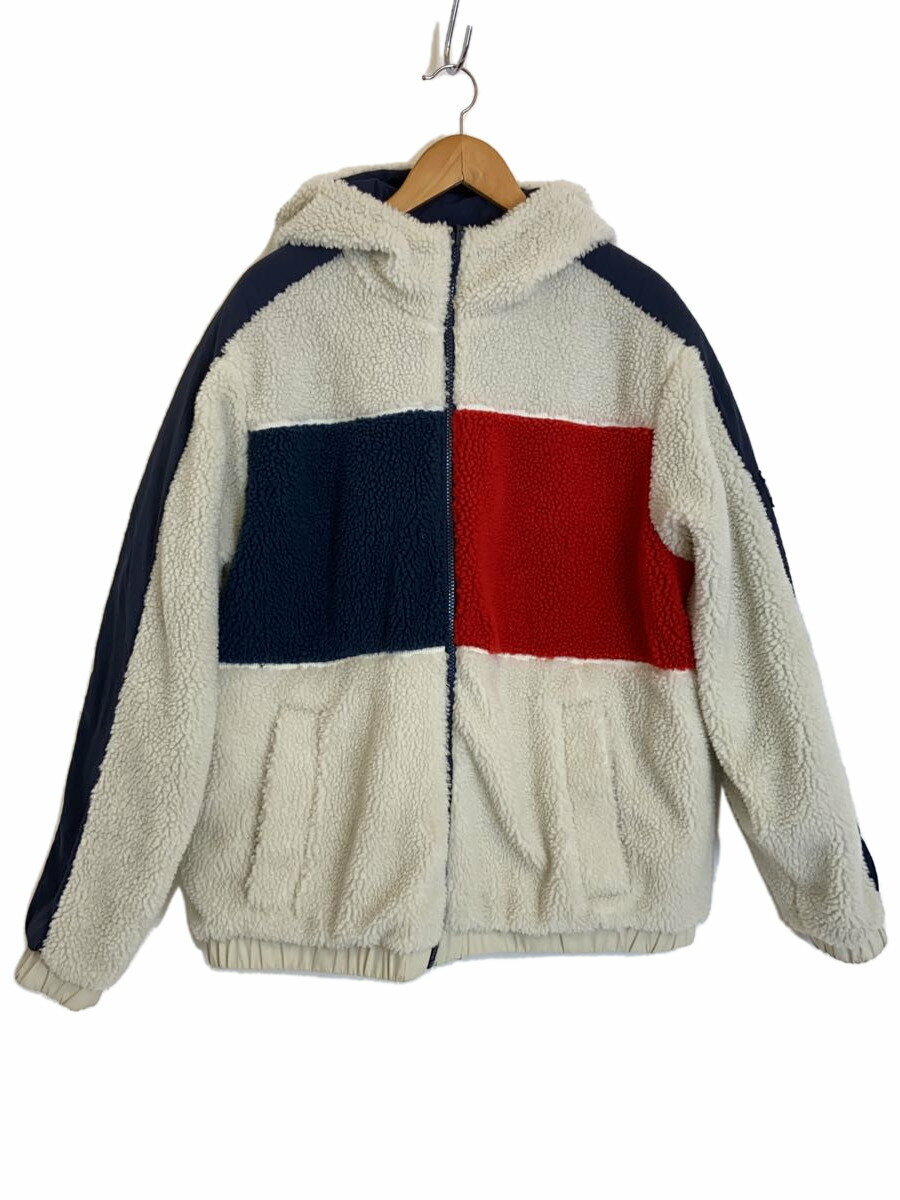 【中古】TOMMY JEANS◆フリースジャケット/L/ポリエステル/CRM【メンズウェア】