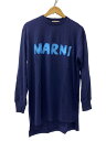 【中古】MARNI◆ペイントロゴ/長袖カットソー/38/コットン/ネイビー/THJE0129PN USCS11【レディースウェア】
