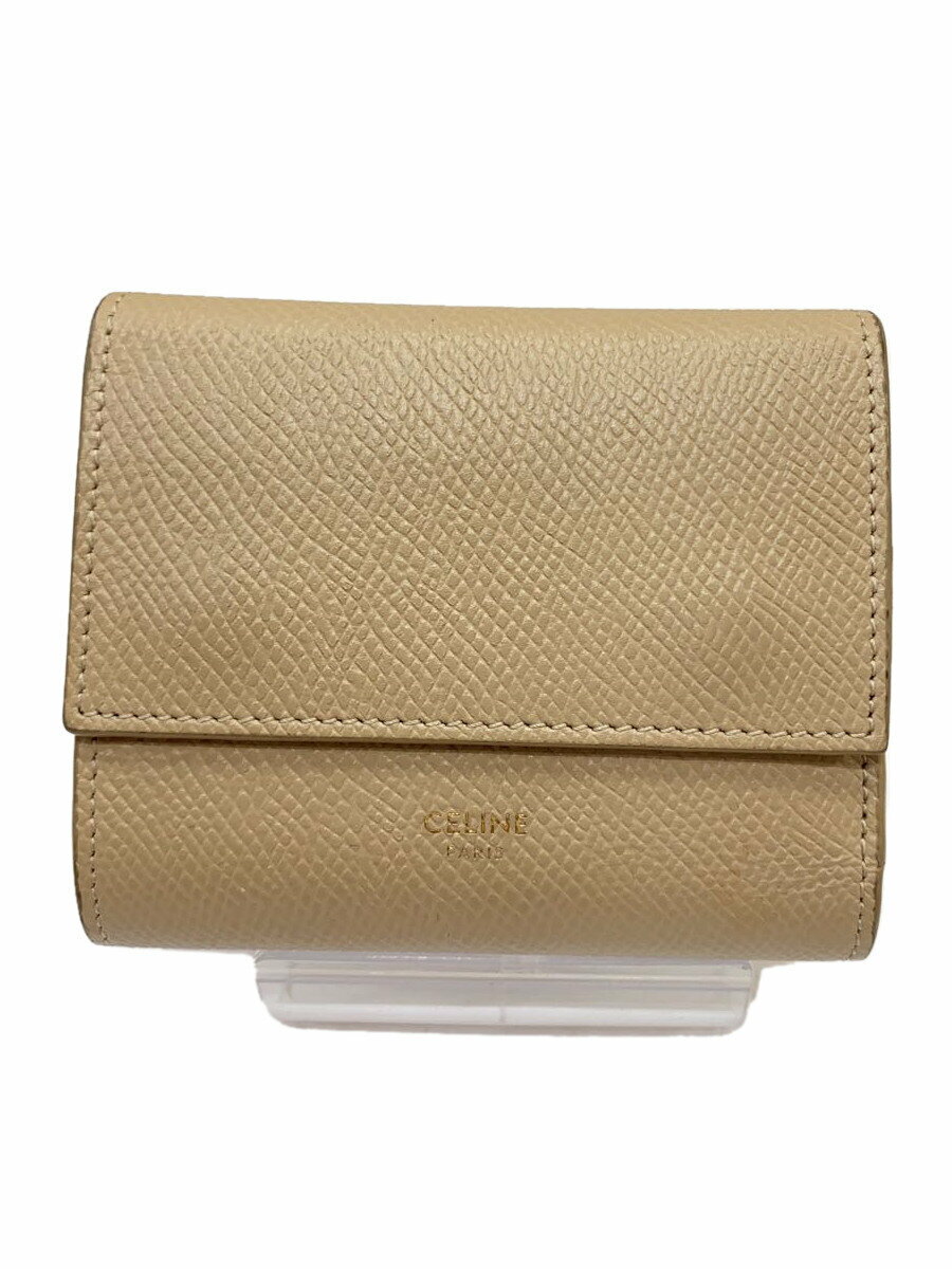 【中古】CELINE◆3つ折り財布/--/BEG/レディース【服飾雑貨他】
