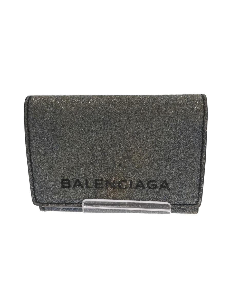 【中古】BALENCIAGA◆3つ折り財布/--/BLU/無地/メンズ【服飾雑貨他】