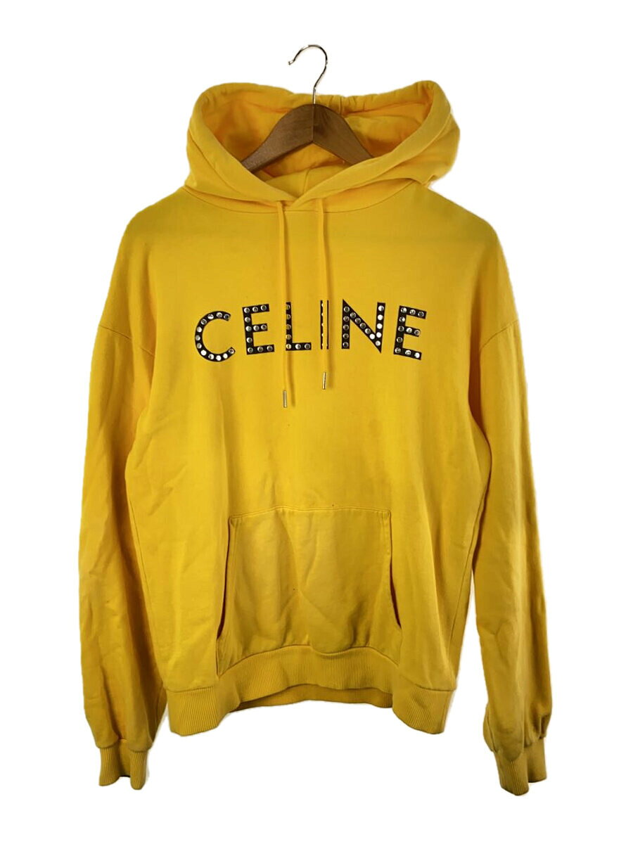 CELINE◆22SS/STUDS LOGO PULLOVER/使用感有/パーカー/XS/YLW/2Y695670Q//