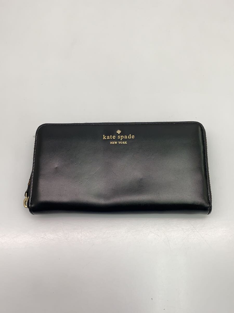 【中古】kate spade new york◆長財布/--/BLK/無地/レディース【服飾雑貨他】