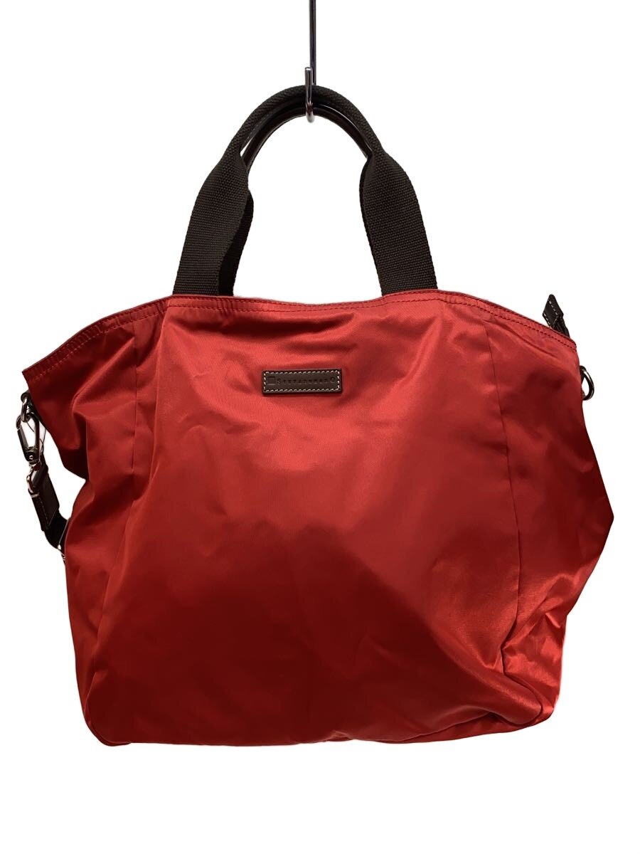 【中古】STEFANOMANO◆トートバッグ/ナイロン/RED/無地【バッグ】