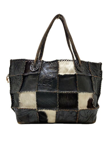 【中古】Carving Tribes◆ハンドバッグ/レザー/BRW/総柄//【バッグ】 【中古】Carving Tribes◆ハンドバッグ/レザー/BRW/総柄//【バッグ】