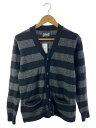 【中古】Schott◆シェットランドカーディガン/S/ウール/BLK/ボーダー/3144011【メンズウェア】