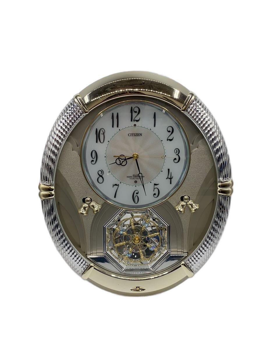 CITIZEN 電波掛時計 からくり時計 スケルトン メタリック 4MN485